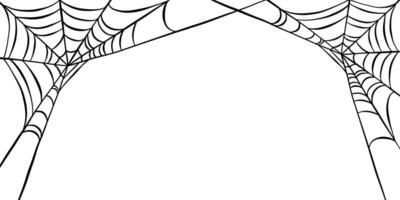 Spider web for cards and background, Halloween holiday frame or banner design, isolated vector
