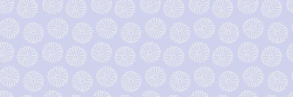 Purple floral banner, daisy seamless pattern, flower background design vector