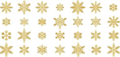 Gold snowflake clip art , snow icon collection, hand drawn decorative winter holiday illustration set, vector