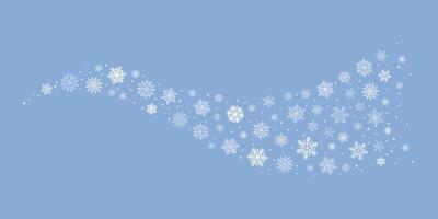 Snow swirl, decorative snowflake banner, snowstorm wave design, isolated vector