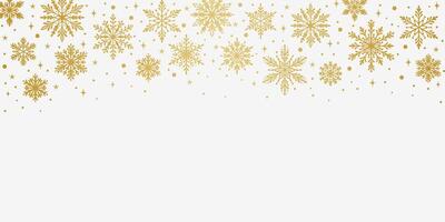 Gold gradient snow frame, snowflake banner, winter holiday snowfall illustration elegant gradient festive background design vector