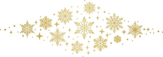 Gold gradient snowflake decorative clip art illustration, snow greeting card element, isolated vector