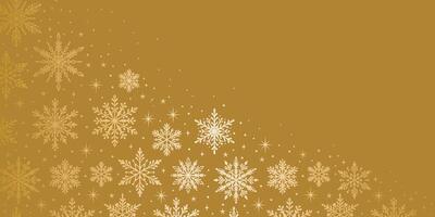 Gold Christmas background, snowflake banner design, warm brown festive elegant holiday wallpaper, greeting or invitation template vector
