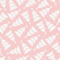 Cute Christmas tree abstract minimalistic pastel pink repeat pattern vector