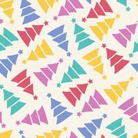Retro colorful Christmas tree repeat pattern, wallpaper or wrapping paper print design vector