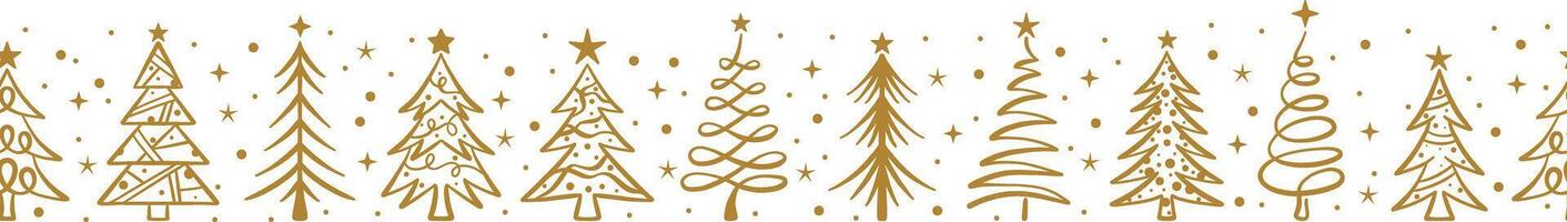 Christmas tree seamless repeating border illustration, banner pattern design vector