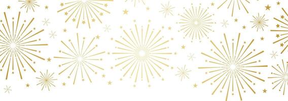 Gold gradient firework header frame, holiday greeting card party or invitation border, elegant border, isolated design vector