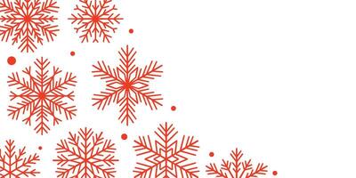 Modern red snowflake frame, geometric simple minimalist winter holiday frame design, Christmas banner illustration, isolated vector