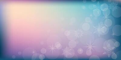 Christmas gradient bokeh pastel shining stars and snowflakes abstract wallpaper, smooth light ray liquid color blend backdrop design vector