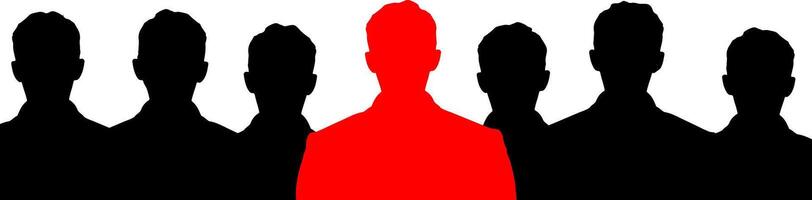 One man different from the crowd male population concept illustration banner or border design vector