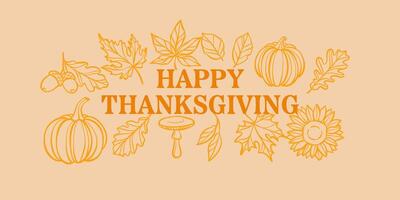 Minimalistic Happy Thanksgiving greeting card illustration template design vector