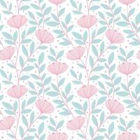 Adorable pastel floral pattern, seamless repeating flower print, cute spring or summer background tile design vector