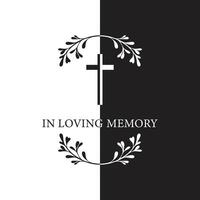 Funeral card. Empty card. Two color funeral card. Black and white background vector