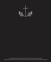 Funeral card. Empty card with cross in the centre. Black background vector