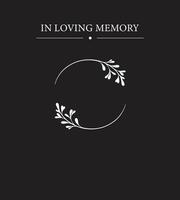 Black background funeral card with leaves frame for photo vector