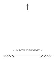 Funeral card. In loving memory text. black cross vector