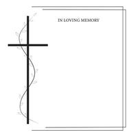 Funeral card. Empty card with big cross and frame vector