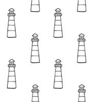 Seamless pattern of sketch lighthouse vector