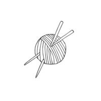 Knitting threads and needle vector