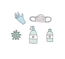 Set of sketch coronavirus pandemic things vector