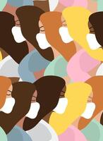 Seamless pattern of cartoon woman head vector