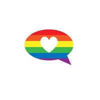 Flat cartoon lgbt rainbow flag bubble vector