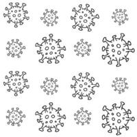 Seamless pattern of sketch coronavirus vector