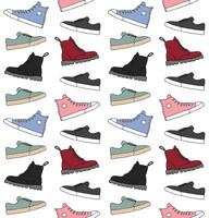 Seamless pattern of doodle sketch shoes vector