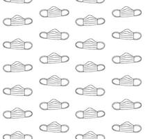 Seamless pattern of sketch medic face mask vector