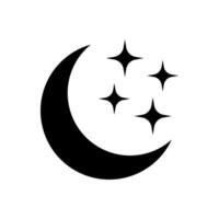 Crescent moon with stars icon on white background. Night icon. Crescent moon icon. Minimalist style. vector