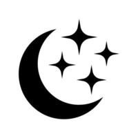 Crescent moon with stars icon. vector