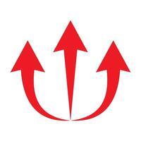 Three red arrows up icon. Upload symbol. Upgrade sign. Growth symbol. Creative project start, business advance, breakthrough sign. Fast growth symbol. Speed, grow up, increase isolated on white. vector