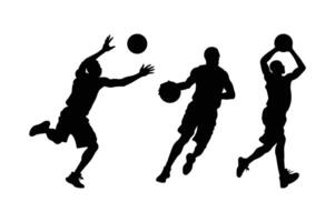 man playing basketball silhouette black fill on white background vector