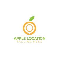 Creative minimal apple location Logo design template vector