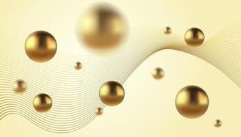 Abstract background with golden metallic balls. Trendy background in realistic style with gold. vector
