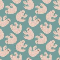 Seamless tropical pattern with cute sloth. Pattern with sloth. Cute slothes. vector