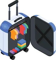 Open Suitcase with Clothes and Accessories vector