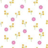 Flat Cheerful Flower Garden Seamless Pattern vector