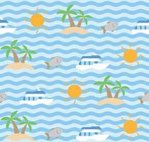 Flat Summer Sea Seamless Pattern vector