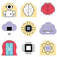 A set of icons depicting various types of technology vector