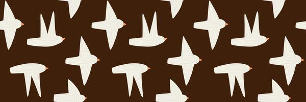Seamless pattern with bird in flat style. Hand drawn illustration. vector