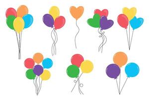 Multicolored balloons on a white background. Set of balloons. Balloons for birthday and party. vector