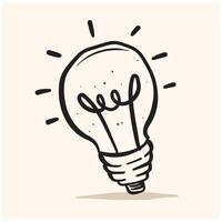 Black and white light bulb Doodle Drawing vector