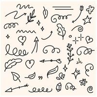 Element line set With illustration style doodle vector