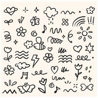 Cute kids elements With illustration style doodle and line art vector