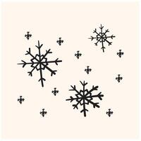 Snowflakes With illustration style doodle and line art vector
