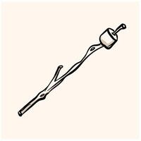 marshmallow on a stick With illustration style doodle vector