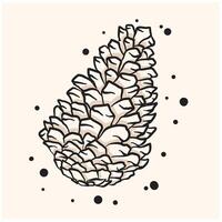 Pine cone With illustration style doodle and line art vector