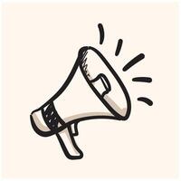Megaphone With illustration style doodle and line art vector