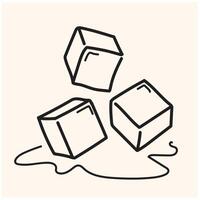 Ice cubes With illustration style doodle and line art vector